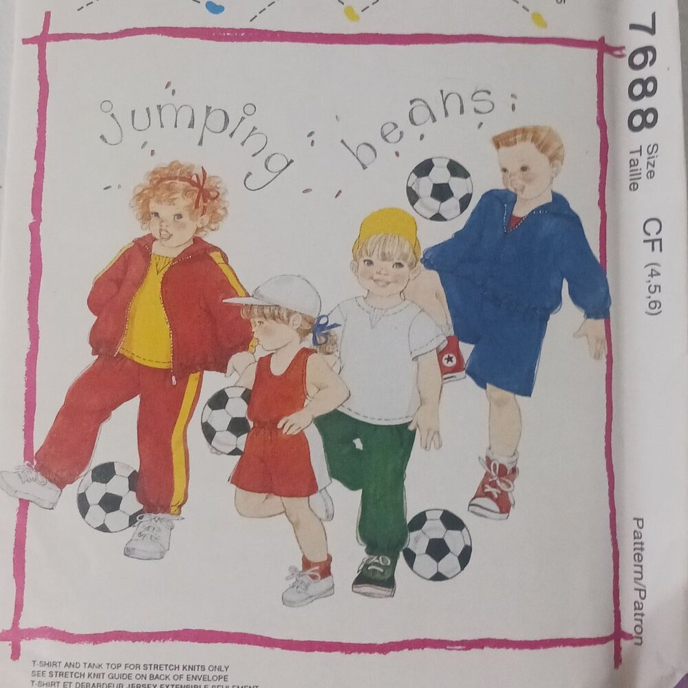 Vintage Easy McCall's Children's Sports Wear Sewing Pattern #7688